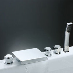 Waterfall Tub Faucet with Hand Shower (Chrome Finish) T7017 - Bathtub Faucets