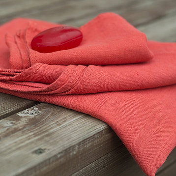 Linen Prewashed Lara Hand Towels, Set of 2, Orange, 33x50cm