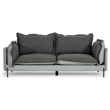 Nina Modern Gray and Dark Gray Fabric Sofa