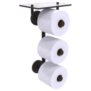 Que New 3 Roll Toilet Paper Holder with Glass Shelf, Oil Rubbed Bronze