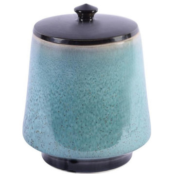 Jar Vase Lidded Short Colors May Vary Aqua Green Variable Polished