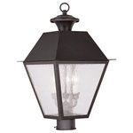 Livex Lighting - Mansfield Outdoor Post Head, Bronze - With stunning seeded glass and a charcoal finish, this outdoor post lantern will make an elegant addition to any outdoor space. Formed from solid brass & traditionally-inspired, this outdoor post lantern is perfect for a driveway or back porch.