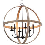 Maxim - Maxim 27576 Compass 6 Light 30"W Taper Candle Chandelier - Barn Wood / Black - The sphere has become one the most popular styles in lighting decor today. Our latest entry to this category is constructed of heavy channel metal. Now you can enjoy the beauty of wood with the durability and affordable price of metal. Features Constructed of steel (6) 60 watt maximum candelabra (E12) bulbs required Dimmable with compatible dimming bulbs 36" of adjustable chain included Rated for dry locations Dimensions Fixture Height: 32-3/4" Width: 30" Depth: 30" Product Weight: 11.66 lbs Chain Length: 36" Wire Length: 120" Canopy Height: 3/4" Canopy Width: 5" Electrical Specifications Number of Bulbs: 6 Max Watts Per Bulb: 60 watts Bulb Base: Candelabra (E12) Bulbs Included: No