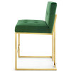 Counter Stool Chair, Velvet, Metal, Gold Green, Bar Pub Cafe Bistro Restaurant