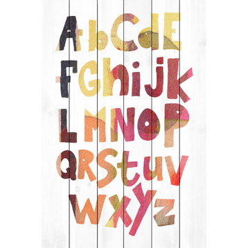 "Multi-Color Alphabet" Painting Print on White Wood, 8x12