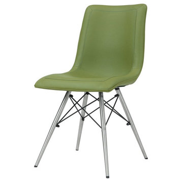 New Pacific Direct Blaine 19.5" Metal and PU Chair in Cactus Green (Set of 2)