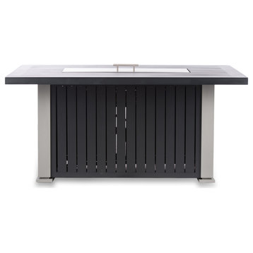 EvFires 52" Aluminum Fire Pit Table, Black/Gray