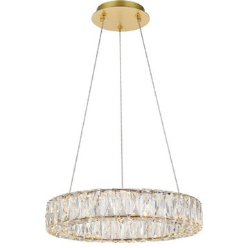 Elegant Lighting Monroe 17.7" Round Royal Cut Crystal LED Chandelier in Gold