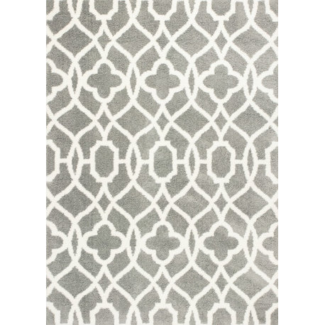 Oasis 1653 Gray and Ivory Ironwork Rug, 5'3"x7'7"