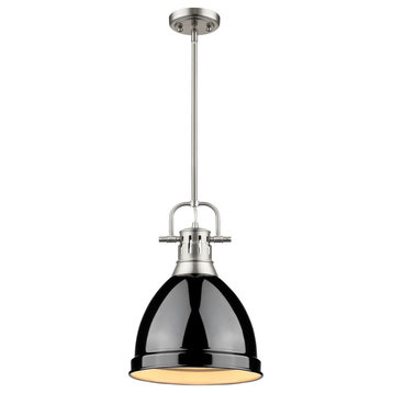Duncan Mini Pendant With Rod, Pewter, Pewter And Black