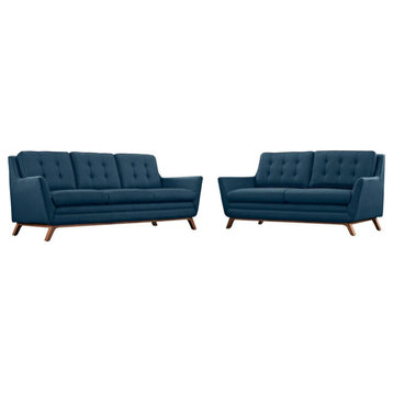 Gillian Azure Living Room Set Upholstered Fabric, 2-Piece Set
