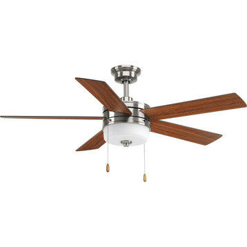 Progress Verada 52" 5-Blade Ceiling Fan With LED Light, Brushed Nickel