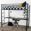 Twin Metal Loft Bed With Desk, Black