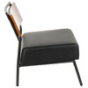 Lumisource Fiji Accent Chair, Black PU Leather With Walnut Wood Accent