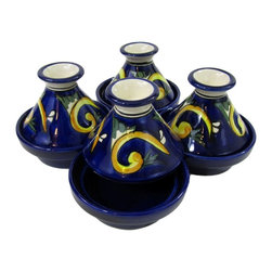 Le Souk Ceramique - Stoneware Mini Serving Tagines, Set of 4, Riya - Specialty Cookware