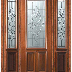 Prehung Sidelights Door 96 Wood Mahogany Courtlandt 2/3 Lite Glass - Front Doors
