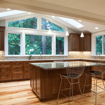 Park it Here–Transitional Kitchen in a Woodsy Setting
