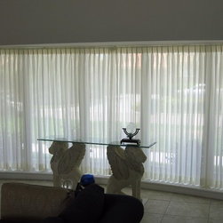 Pleated Sheers on Curved Rod with Banded Side panels - Curtains