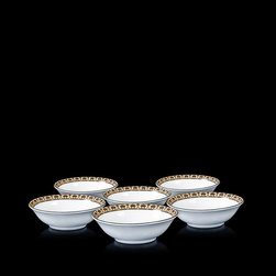 Nia Beige & Gold Portion Bowl Set Of 6 - Dinnerware Sets