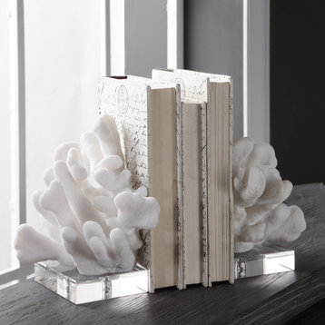 Uttermost Charbel White Bookends, 2-Piece Set