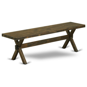 X-Style 15X60 In Dining Bench, Distressed Jacobean 418 Leg, Top Finish