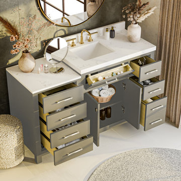 Caroline Parkway 57'' Grey Bathroom Vanity