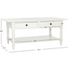 Traditional Coffee Table, 2 Storage Drawers & Lower Open Shelf, Distressed/Cream