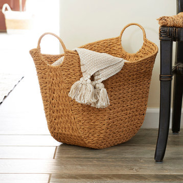 Natural Paper Rope Basket With Handles