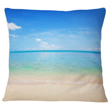 Calm Waves at Tropical Beach Seashore Photo Throw Pillow, 16"x16"