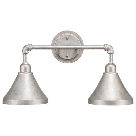 Vintage 2-Light Bath Bar, Aged Silver