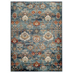 Amer Rugs - Allure Elina Teal Oriental Area Rug, 7'9"x9'9" - This alluring rug gives a visual treat to the eyes with its vivid designs. Power-loomed in Egypt with 100% polypropylene, it is perfect for high-traffic areas while also adding a comfortable feel underfoot. With its durable and stylish features, it will surely become an ideal statement piece to your home for years to come.