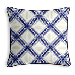 Blue Geometric Outdoor Pillow with Black Cord - Outdoor Cushions And Pillows
