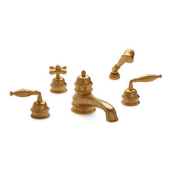 Grey Series I Lever Deck Mount Tub Set with Cylindrical Hand Shower - Bathtub Faucets