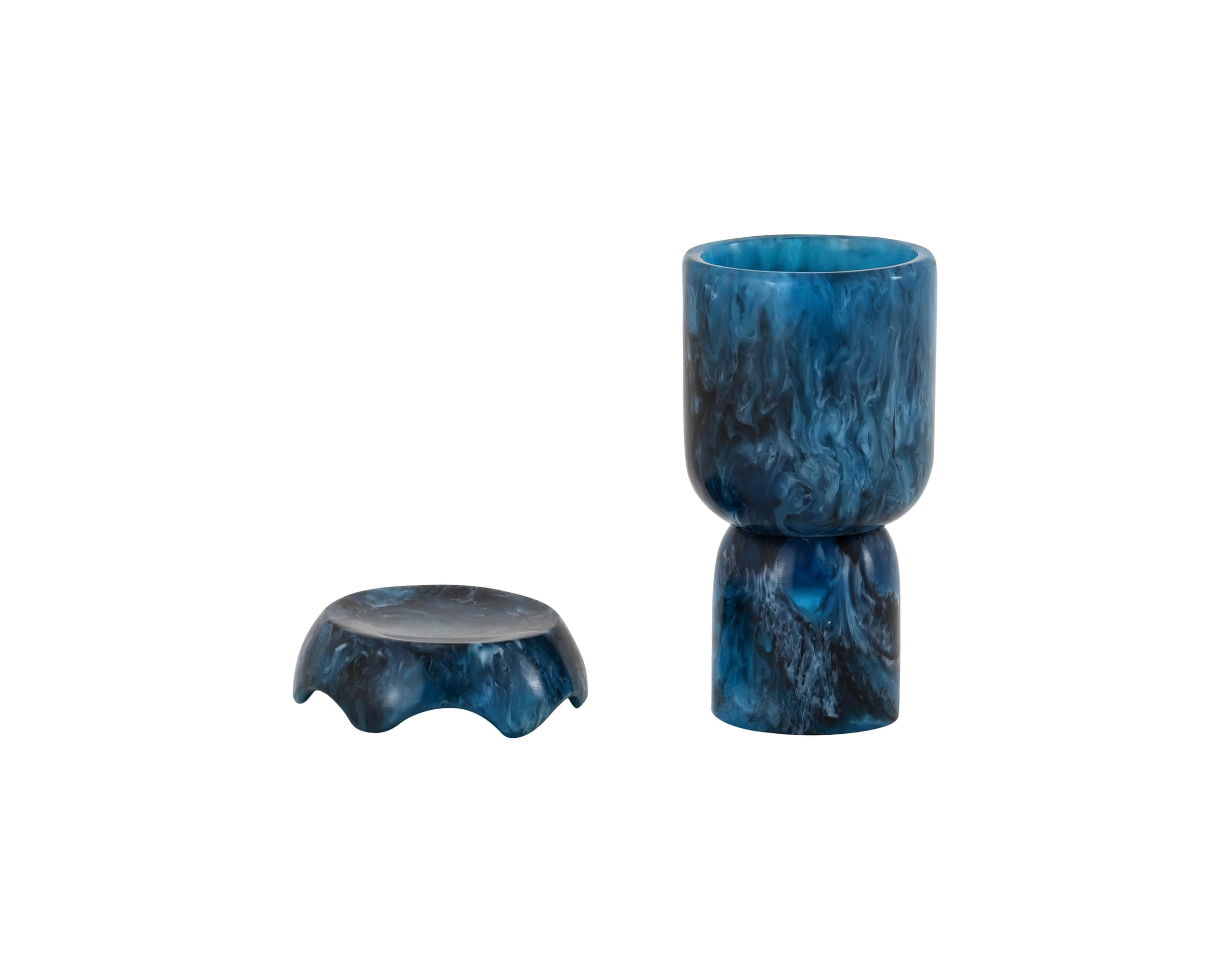 Cuphuzz Platform Blue Swirl Resin Kiddush Cup - Contemporary - Decorative Bowls ...
