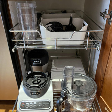After: Organized Cabinet with Rev-A-Shelf Pull-Out Rack