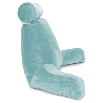 Husband Pillow Bedrest Reading & Support Bed Backrest With Arms, Sky Blue