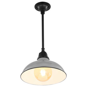 Jasper 12.25" 1-Light Farmhouse Indoor/Outdoor Iron LED Pendant, Gray/Black