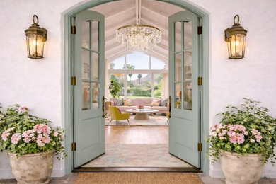 Front door - mid-sized shabby-chic style front door idea in Phoenix