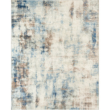 Clay Contemporary Abstract Navy Blue Indoor Rectangle Area Rug 5x7