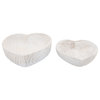Wood 2-Piece Set Heart Bowls, White