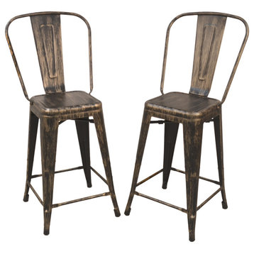 Adeline 24" Counter Stool, Set of 2, Antique Copper