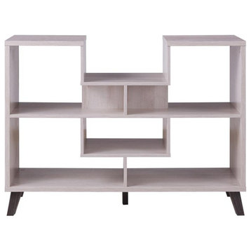 Furniture of America Nova Wood 6-Shelf Display Console Table in White Oak
