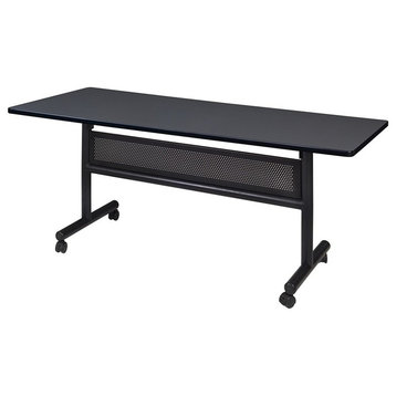 Kobe 60"x30" Flip Top Mobile Training Table With Modesty, Gray