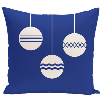 Geo-Bulbs, Decorative Holiday Print Pillow, Royal Blue, 18"x18"