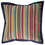 HiEnd Accents - HiEnd Accents Tammy Stripe Euro Sham , 27x27 - Balance out your bedding with this Tammy Striped Euro sham. The striped motif adds a more playful tone to the Tammy bedding while maintaining the warm western tones and coordinating navy flange. The addition of this euro helps to bring to life your bedding with new brightness and pattern for added visual interest. Measures 27�; x 27�.