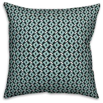 Whimsical Diamond Pattern, Blue Throw Pillow Cover, 16"x16"
