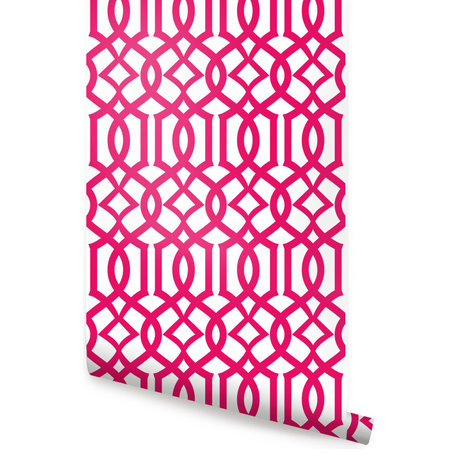 Avant Trellis Peel and Stick Vinyl Wallpaper, Magenta, 24"w X 108"h