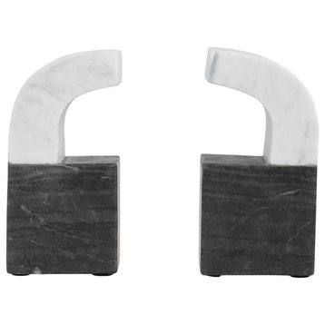 Two-Tone Marble Bookends, Set of 2