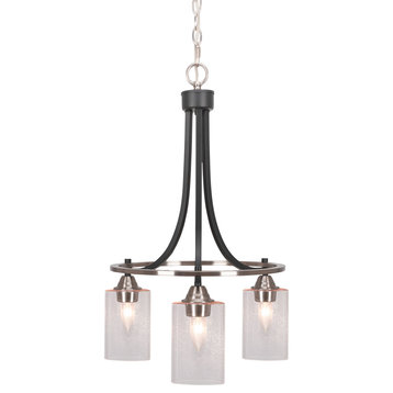Paramount 3-Light Chandelier, Matte Black & Brushed Nickel, 4" Clear Bubble