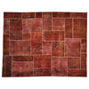 Old Patchwork Overdyed Oriental Rug Brown, Hand-Knotted 100% Wool
